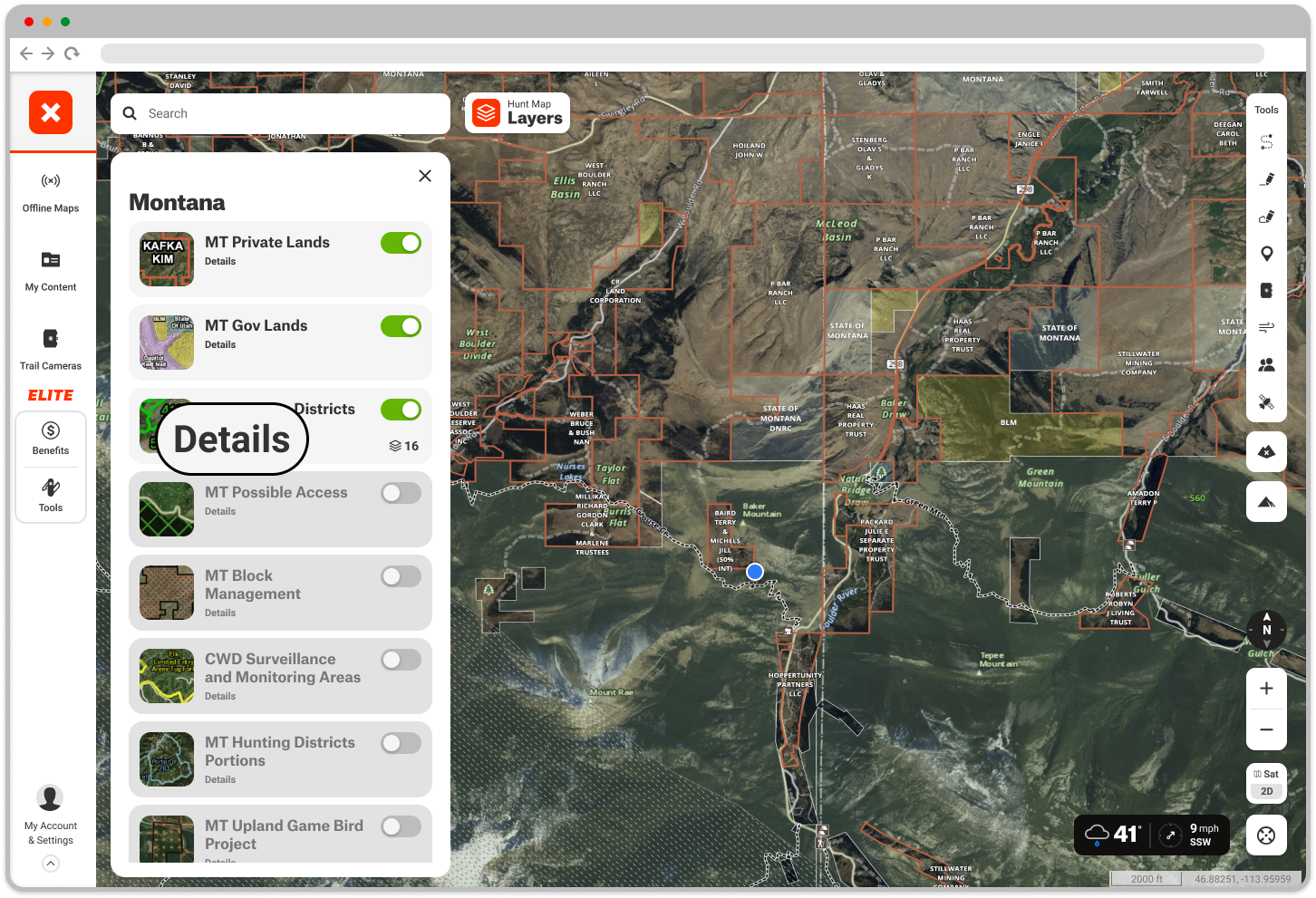 MT View Options MT Hunting Districts Web Map Layers Menu Hunt.png