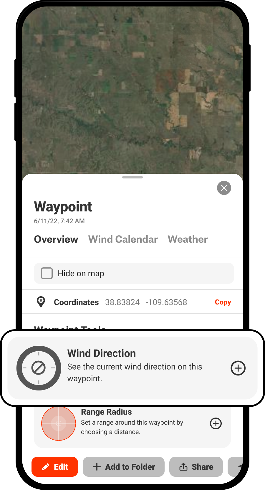 Wind Direction on Waypoints and Wind Calendars onX Hunt