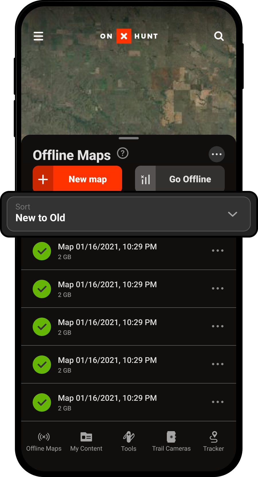 Sort Offline Maps Menu Hunt App.png