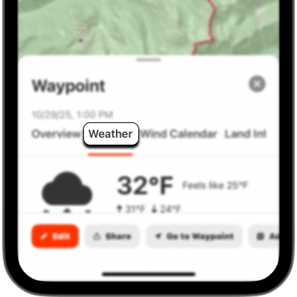 Viewing weather conditions onX Hunt